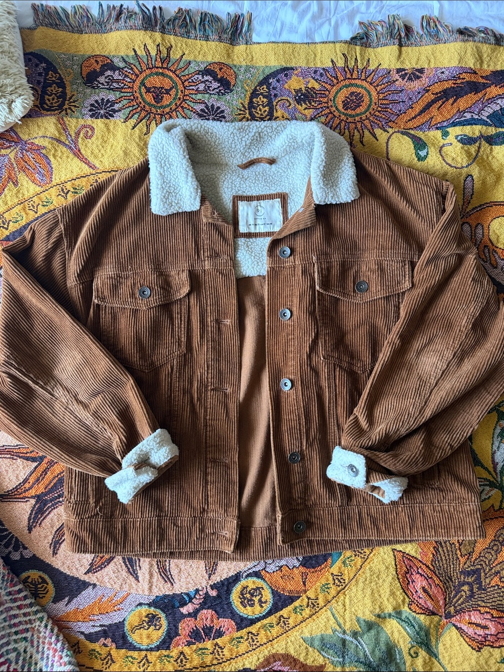 Corduroy Sherpa-Lined Jacket - Brown